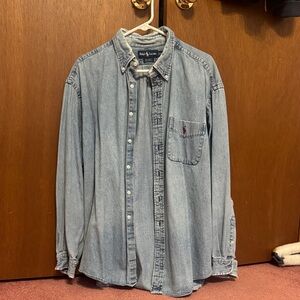 Vintage Polo by Ralph Lauren Men's Light Blue Denim Shirt